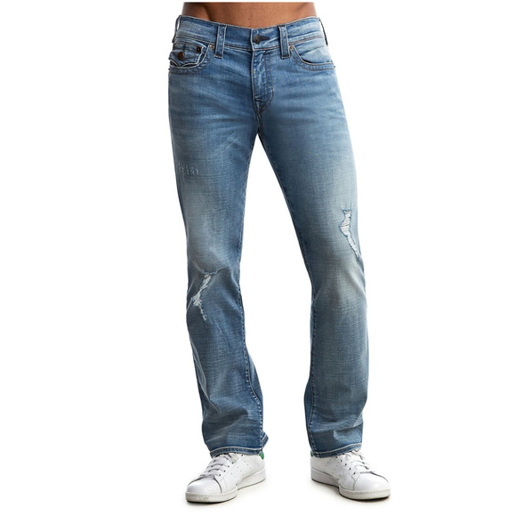 True Religion Men's Straight Distressed Jeans - Picture 2 of 4